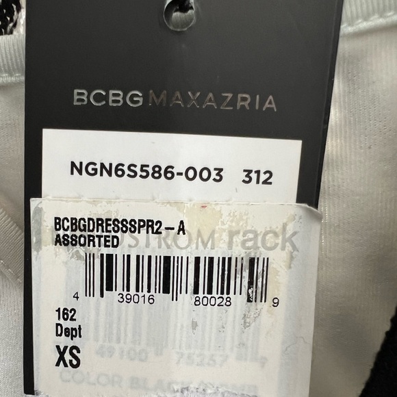 NWT BCBG Max Azria Silk with white linen dress Blue Black and white - Picture 6 of 6